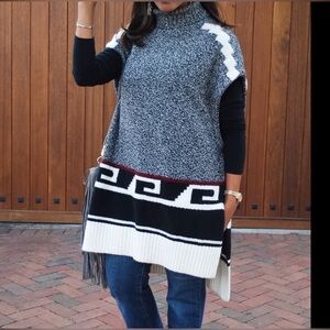 LOFT Turtleneck Drop Shoulder Oversized Marbled Sweater Tunic Women’s XS/S